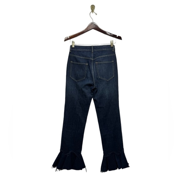 REBECCA TAYLOR LA VIE High Rise Flare Ruffle Hem Jeans Dark Wash 26 - Picture 7 of 10